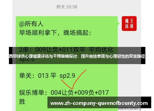 西甲球员心理健康评估与干预策略探讨:提升竞技表现与心理韧性的双重路径 西甲球员心理健康评估与干预策略探讨:提升竞技表现与心理韧性的双重路径